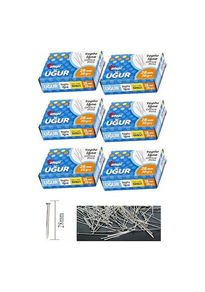 Toplu İğne 20 Gr 28 Mm 6 Paket Yaklaşık 900 Adet Nikel Kaplı Toplu İğne Düğün Nişan Takı İğnesi Okul Ofis Büro