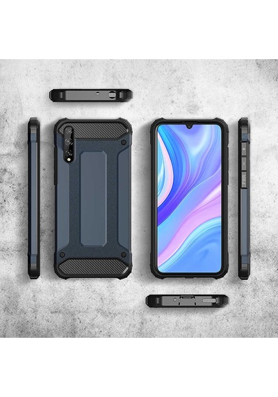 Ekılıf - Huawei P Smart S Y8p Uyumlu Kılıf Çift Katman Zırh Tank Crash Military Kapak - Rose Gold