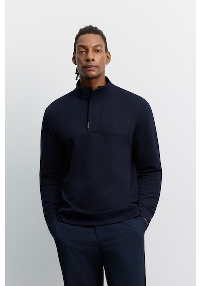 Avva Erkek Lacivert Dik Yaka Fermuarlı Kolay Ütülenen Pamuklu Regular Fit Sweatshirt A62y1222