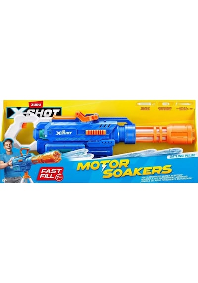 X-shot Büyük Gatling Motorlu Su Tabancası, 1650 Ml Kapasite Nerf, Oyuncak Tabanca Mavi