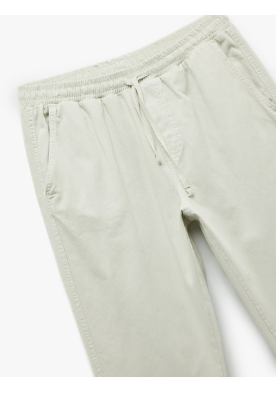 Koton Cep Detaylı Pamuklu Gabardin Beli Bağcıklı Pantolon Taş 5sam40179hw Taş