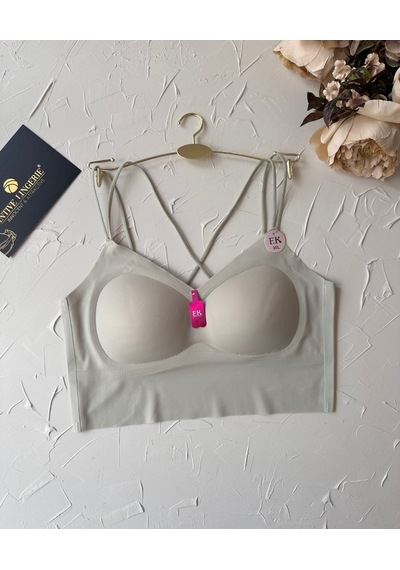 Carma Arkası Çapraz Dekolte İce-silk Balensiz Dikişsiz Push-up İt Su Yeşili