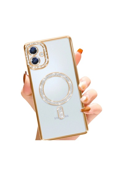 Samsung Uyumlu Galaxy A06 Joke Simli Magneticsafe Kılıf Altın