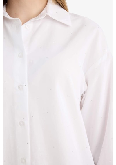Defacto Relax Fıt Poplin Gömlek Tunik E7977ax26spwt32 Beyaz-wt32