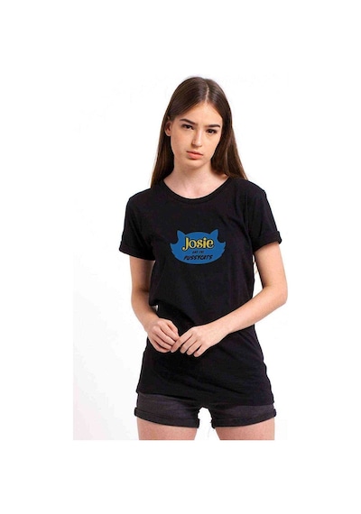 Riverdale Josie And The Pussycats Baskılı Siyah Kadın Tshirt