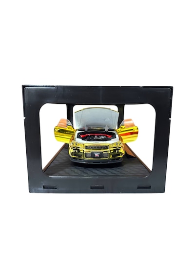 1:24 Metal Model Koleksiyon Araba Nissan Skyline Gt-r R34 Parlak Sarı 19 Cm Döner Ön Tekerler