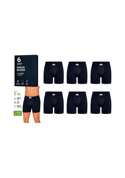 Yıldız Çamaşır Erkek Bambu Likralı Boxer 320-324 - 6 Adet Lacivert