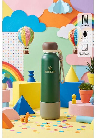 Emsan Thermos Bottle Çelik Sızdırmaz Termos 750 Ml Yeşil