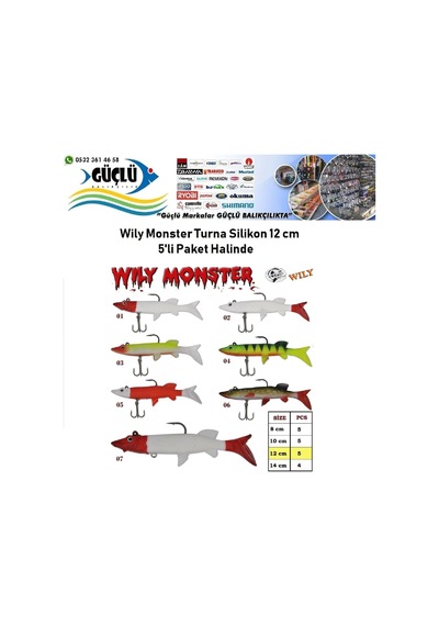 Turna Silikonu 12 Cm Wily Monster 5 Li Paket Renk:5
