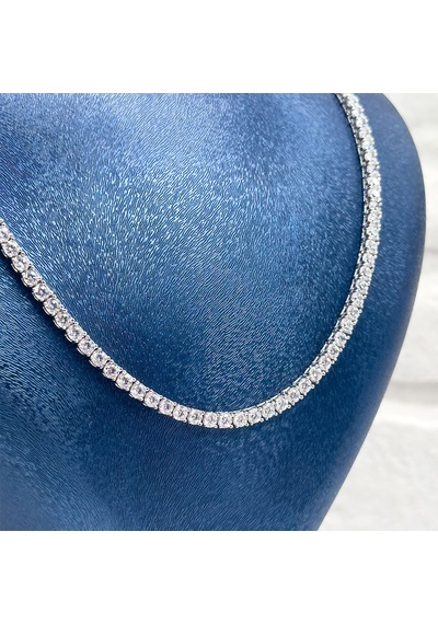 Su Yolu Pırlanta Montür Gümüş Gerdanlık - 3mm - Lvrkly25 Gümüş