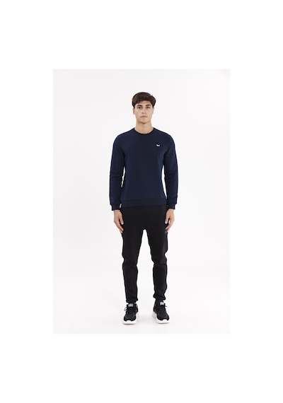 Rowinger Göğüs Logolu Bisiklet Yaka Rahat Kalıp Mevsimlik Sweatshirt Navyblue
