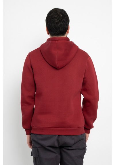 Dasüniforma Basic Baskısız 3 İplik Kapüşonlu Unisex Kanguru Cepli Kapüşonlu Sweatshirt Hoodie Sweat Bordo