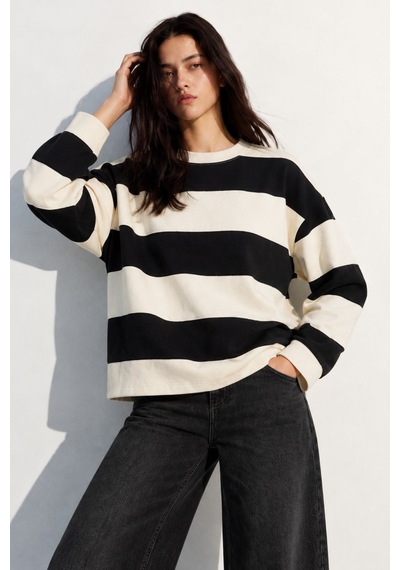 Hiccup Bıpantolon Kadın Oversize Çizgili Bisiklet Yaka Sweatshirt Çok Renkli 03