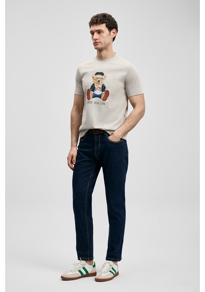 Lufian Teddy Modern Grafik T- Shirt Taş Taş 111020305100190 Taş
