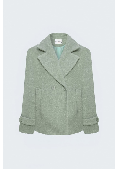 Sateen Dokulu Buklet Kısa Kaban - Mint-138051