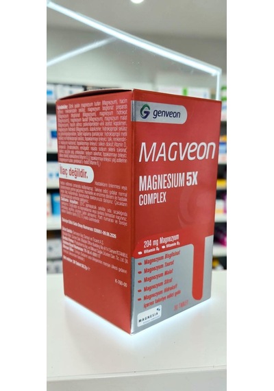 Genveon Magveon Magnesium 5x Complex 60 Tablet Magnezyum, Vitamin B6 Ve Vitamin D3 İçeren Takviye Edici