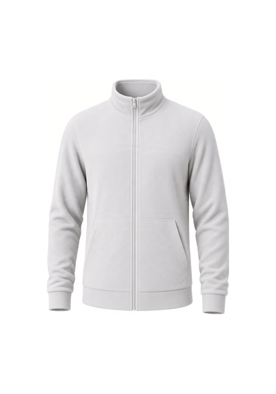Givoria Erkek Kışlık Fermuarlı Cepli Polar Hırka Outdoor Beyaz Beyaz