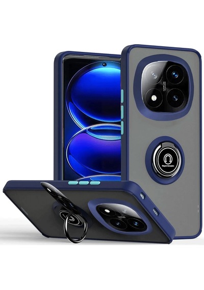 Newface Xiaomi Redmi Note 14 Pro 4g Kılıf Montreal Yüzüklü Silikon Kapak - Lacivert Lacivert