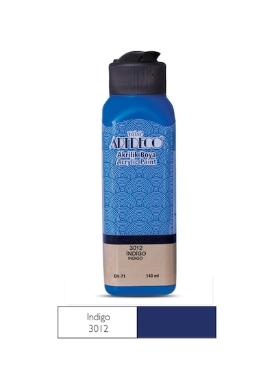 Akrilik Boya 140 Ml. Şişe Indigo Renk Kodu: 3012 Karışık