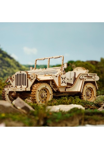 Rokr Mc701 Asker Ordu Arabası Army Field Car Dıy Minyatür Maket Model Seti Ahşap 3d Wooden Puzzle 3d Model Kit Detaylı Dekoratif Hobi Seti Ahşap Maket