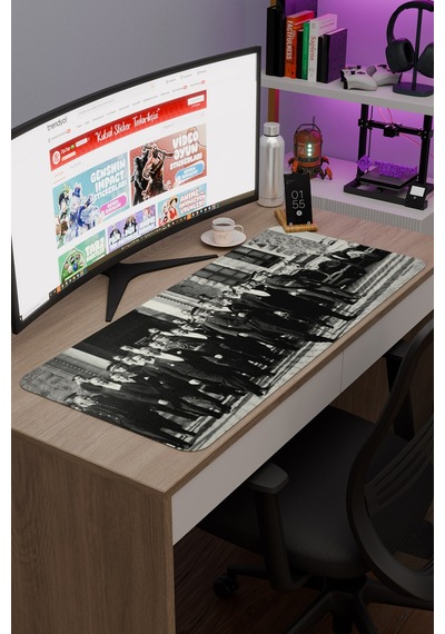 Mustafa Kemal Atatürk V1 90x40 Xxl Gaming Kauçuk Kaymaz Taban Mouse Pad Fare Altlığı