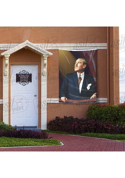 Gazi Mustafa Kemal Atatürk Sivil İstikbal Göklerde -ay Yıldız Türk Bayrağı 100x150 Cm Raşel Kumaş 1