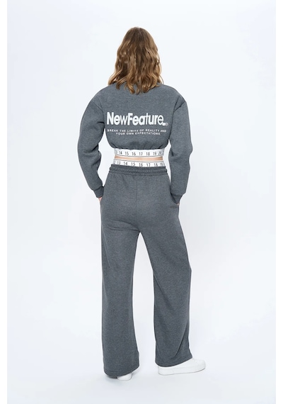 Quzu Beli Sayı Detaylı Crop Sweatshirt Antrasit Antrasit