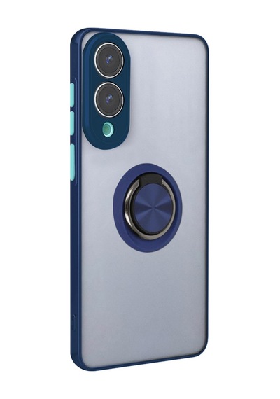 Galaxy  Uyumlu- S25 Edge Kılıf Montreal Yüzüklü Silikon Kapak - Lacivert Çok Renkli