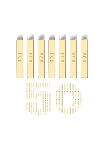 50 Adet Tek Kullanımlık Kaş Mikroblading, Microblading Kalemi, Kaş Microblading, Pcd 12 Pin Şekilli Manuel Microblading Aracı 0,25 Mm-12p