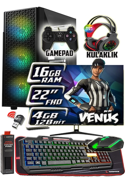 Warbox Venüs i3-6100 16 GB 256 GB + 250 GB HDD 4 GB R7240 22" Masaüstü Oyuncu Bilgisayarı