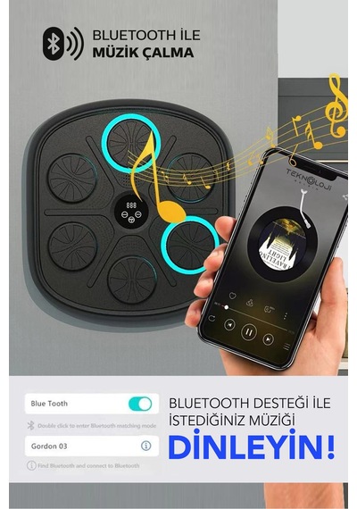 Bluetooth Hoparlör Boks Eğitim Makinesi Rgb Müzikli Genç Yetişkin Boks Egzersizi Eldiven