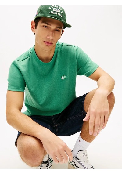 Tommy Hilfiger Tjm Reg Badge Tee Ext Erkek Yeşil T-shirt - Dm0dm22667