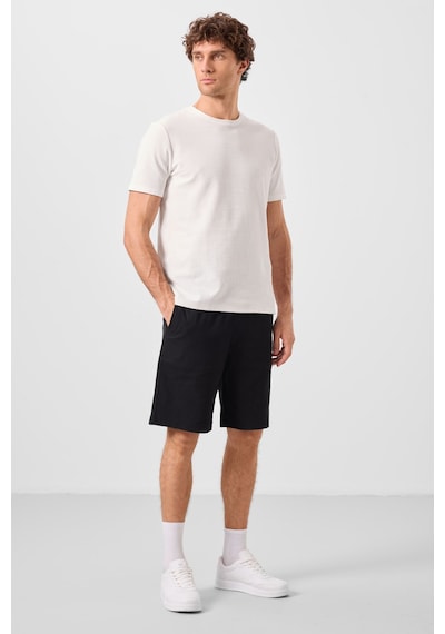 Tommylife Siyah Standart Fit Dokuma Hafif Esnek Chino Erkek Şort - 81289 Siyah