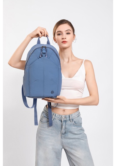 Smart Bags J.mavi Ultra Hafif Kumaş Orta Boy Tablet Bölmeli Günlük Kadın Sırt Çantası Jeans Mavi