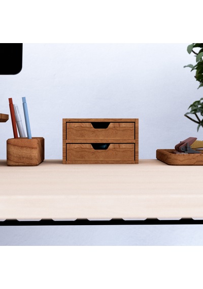 Desna İki Katlı İki Çekmeceli Dolap - Kiraz 18 Cm X 12.1 Cm X 10.8 Cm Woodsaka Doğal Ahşap