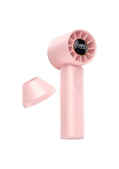 Taşınabililir Mini Usb Şarjlı Turbo Dijital Ekranlı El Vantilatör Fan Soğutucu T12 Pembe