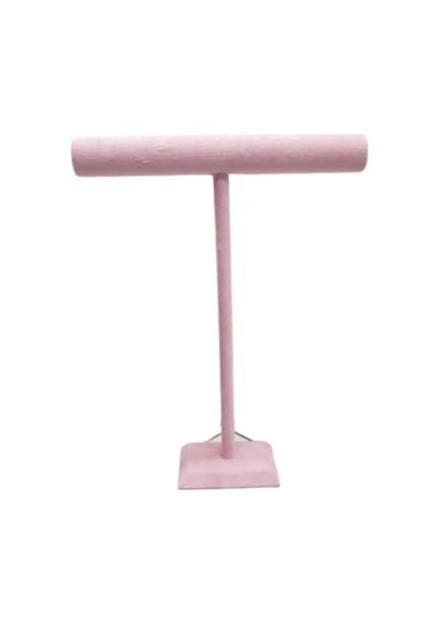 Süet Kaplama Pembe Renk Uzun 50/40 Cm Kolye - Tesbih Sergileme Standi