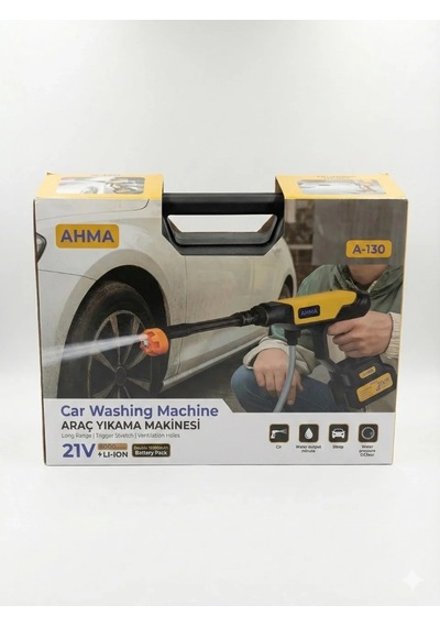 Akülü Basınçlı Araç Yıkama Makinesi 21v Çift Batarya 175 Psı Güç 3.6l/dk Su Akışı A-130 Bx40