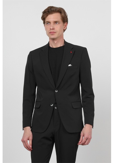 İmza Siyah Kendinden Desenli Mono Yaka 6 Drop Slim Fit Takım Elbise 1001260162