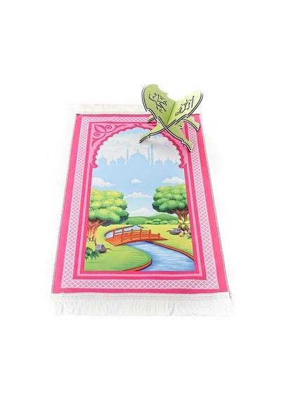 Çocuk Seccadesi Köprü - Pembe 82 45 Cm 110 Gr - Tesbih Hediyeli Çok Renkli
