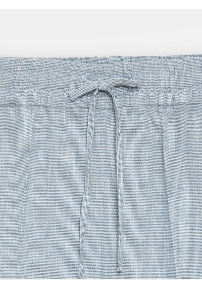 Dilvin 72730 Keten Karışımlı Bağcıklı Pantolon-mavi
