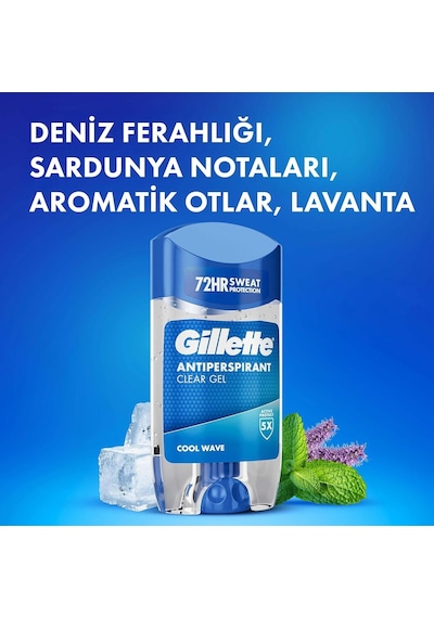 Gillette Cool Wave Terlemeyi Önleyici Şeffaf Jel Deodorant 70 Ml