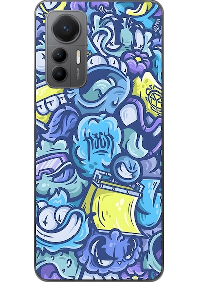 Xiaomi Mi 12 Lite Uyumlu Şeffaf Kılıf Graffiti 9 Tasarımlı