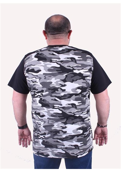 Starbattal Büyük Beden Shoulder Line Camouflage Erkek Tişört 23147 Fume - Unisex Füme