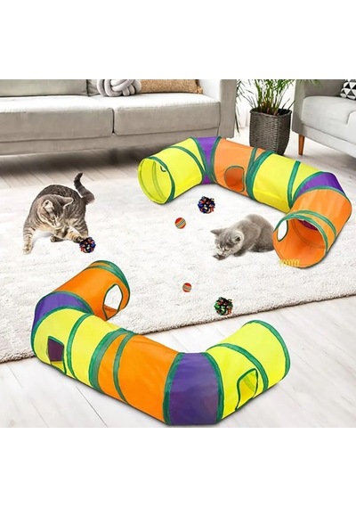 Busstier Gökkuşağı Renkli Katlanır Kedi Ve Köpek Oyun Tüneli, Uzun Eğlenceli Evcil Hayvan Oyuncak Tüneli L Şe