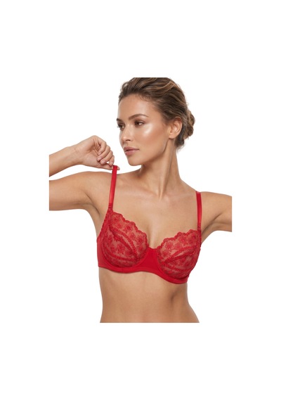 Donlaritta Kırmızı Dantelli Güpürlü Toparlayıcı Sütyen 80b - 85b - 85c - 85d - 90c