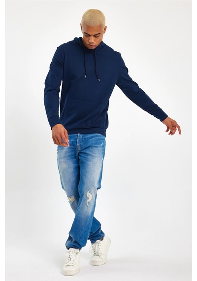 Süperlife Erkek Kapşonlu Regular Fit İnce Sweatshirt Spr 20k55 NAVY