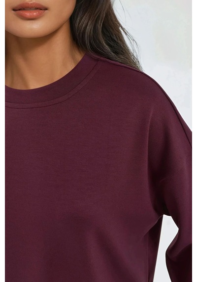 Hiccup Modal Dokunuşlu Basic Sweatshirt Bordo Kırmızı