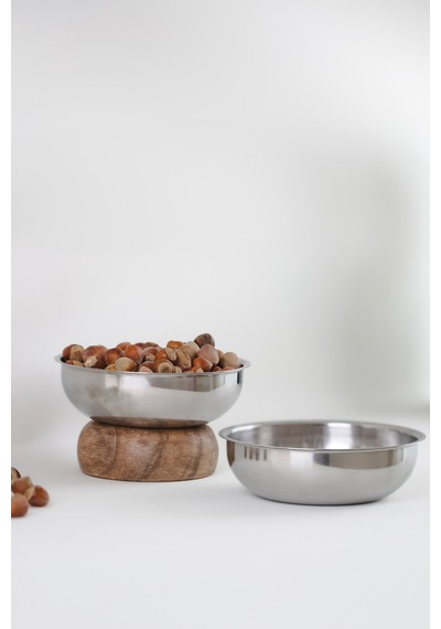 Doğal Ahşap Ayaklı 14 Cm Metal Kase Gümüş - 680544200 Gümüş