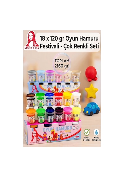 Oyun Hamuru 18 Renk 1 Paket Monalisa 18 Li Oyun Hamuru Kurumaya Karşı Dirençli Okul Öncesi Kreş Yumuşak Çok  Renkli